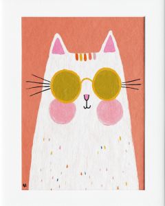 40x50cm Mounted Print :  Cat in Glasses
