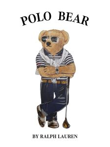 40x50cm Mounted Print : Ralph Lauren Polo Bear Golf