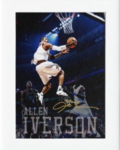 40x50cm Mounted Print :  Allen Iverson 76 Sixers Signature