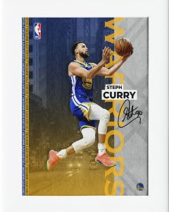 40x50cm Mounted Print : Steph Curry Warriors Signature
