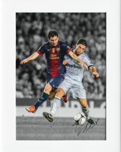 40x50cm Mounted Print : Messi Barca v Ronaldo RM Signature
