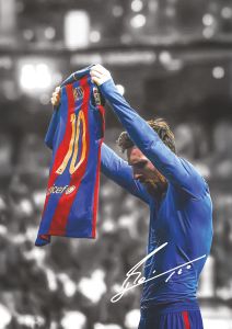 40x50cm Mounted Print :  Messi Barca jersey Signature