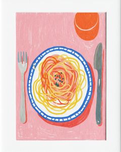 40x50cm Mounted Print : Pasta Meal Art