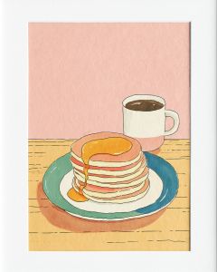 40x50cm Mounted Print : Pancake Breakfast Art
