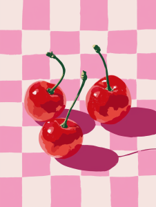 40x50cm Mounted Print : Cherry Art