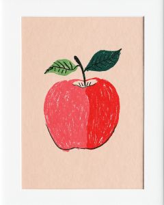 40x50cm Mounted Print :  Pink  Apple Brush Art