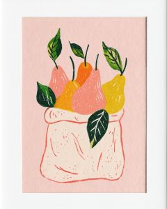 40x50cm Mounted Print :  Pink  Pear Bag Art