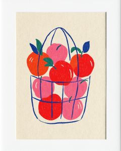 40x50cm Mounted Print :  Sketch Basket of Apples Art