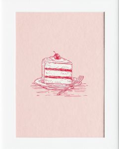 40x50cm Mounted Print :  Pink Sketch - Cake Plate