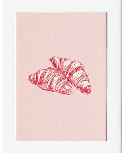 40x50cm Mounted Print :  Pink Sketch - Crossiants