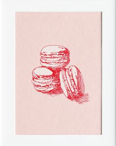 40x50cm Mounted Print :  Pink Sketch - Macarons