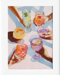 40x50cm Mounted Print : Cocktail Cheers Celebration