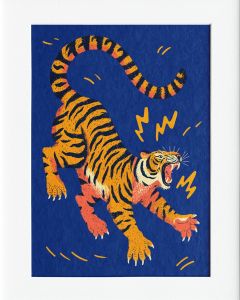40x50cm Mounted Print :  Roaring Tiger