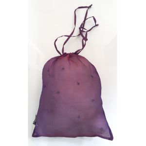27x37cm silk organza pull string - pink with beads