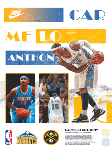 AG202 : 40x50cm Mounted Print : Carmelo Anthony - Nuggets