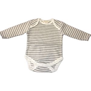 CBL1 : chillibaby cotton boys long arm body suit - grey&white thick stripes