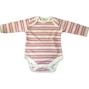 CBL8 : chillibaby cotton girls long arm body suit - pinks striped cream