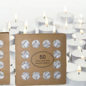 CT50 : 50 x unscented 5 hour tealight in cardboard box