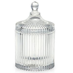gcc14L : Large Verona round ribbed jar - Clear **SOLDOUT UNTIL FURTHER NOTICE**