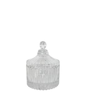 Mini Verona round ribbed jar - Clear 