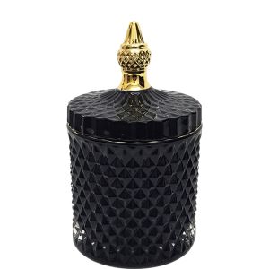 gcc16GL-BK : Large Regina Gold Vintage jar - Black (NOT DISHWASHER SAFE) 