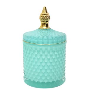gcc16GL-TL : Large Regina Gold Vintage jar - Teal (NOT DISHWASHER SAFE) 