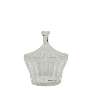 gcc17-1 : Janice ribbed embossed trinket glass jar - Clear 