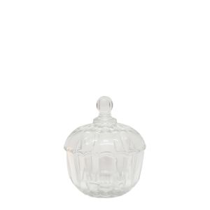 gcc21s-cL : Mini Edward ribbed glass jar - Clear