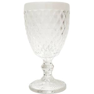 gcc29a : Diana large diamond embossed wine glass - clear  
