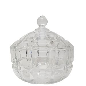 gcc38L-CL :Grace crystal glass jar w/ linear embossed pattern - Large (Clear) 