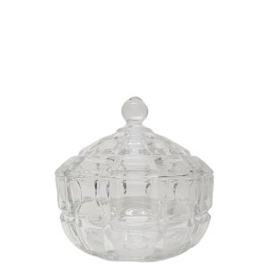 gcc38S-CL :Grace crystal glass jar w/ linear embossed pattern - Small (Clear)