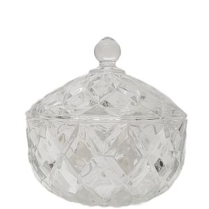 gcc39L-CL : Grace crystal glass jar w/ diamond embossed pattern - Large (Clear) 