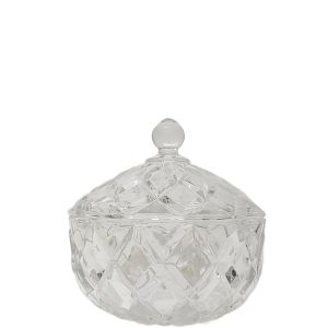 gcc39S-CL : Grace crystal glass jar w/ diamond embossed pattern - Small (Clear) 