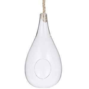 Tatum teardrop glass vase w/rope handle - Large (FLAT BOTTOM)