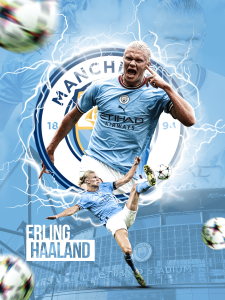 AG214 : 40x50cm Mounted Print : Haaland - Man City