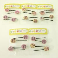 Teddy pattern circle shaped bobby pin set/4