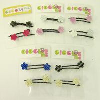 flower shape polkadot bobby pin set/4