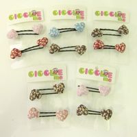 Cotton heart shape w/colored patterned bobby pin set/4