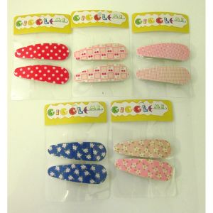 big mixed pattern hair clip set/2 with gloss finish