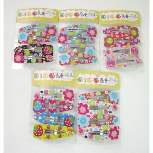 glitter assorted pattern hair clip set/4