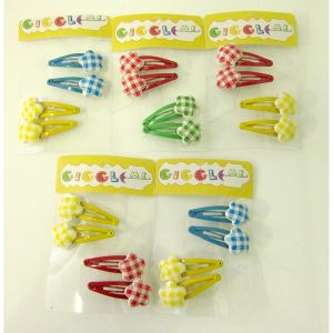 checkered star hair clip set/4