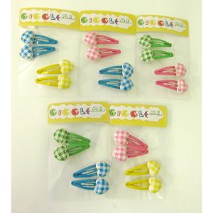 checkered heart hair clip set/4