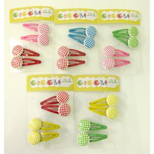 checkered circle hair clip set/4
