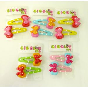 polkadot pattern w/bowtie hair clip set/2