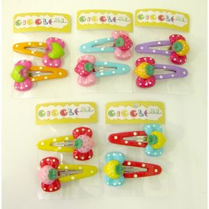 polkadot pattern w/strawberry hair clip set/2