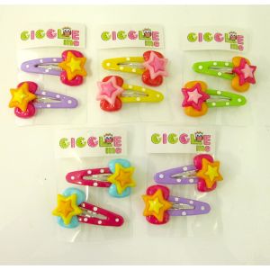 polkadot pattern w/star hair clip set/2