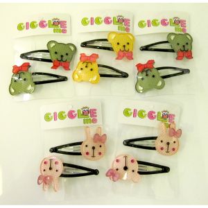 various animal heads with bow ties hair clip set/2