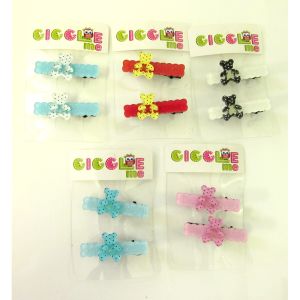 glitter teddy shape hair slide set/2