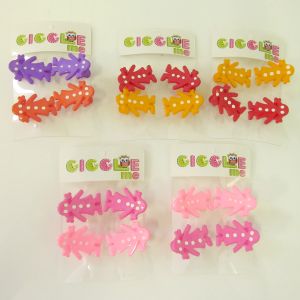baby slide - little girl w/white dots hair slide set/4