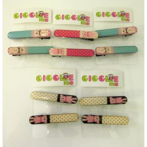 long slide w/dot pattern & little teddy bears hair slide set/2